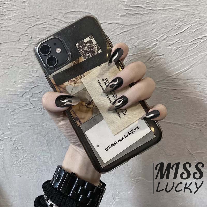 Set 24 Móng Tay Giả Hình Ngọn Lửa Độc Đáo Tiện Lợi