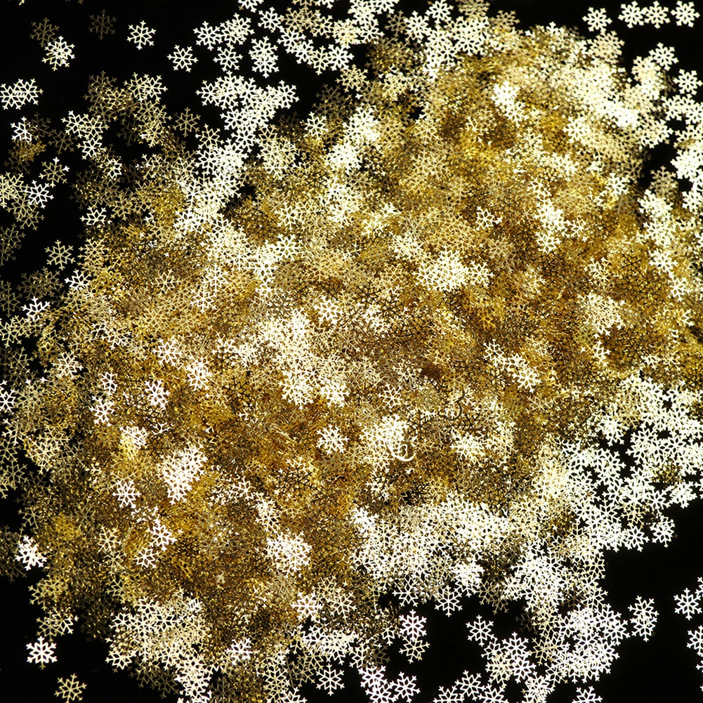 [Hàng mới về] Hộp 90 kim sa màu vàng hình bông tuyết siêu mỏng dành cho trang trí móng tay nghệ thuật