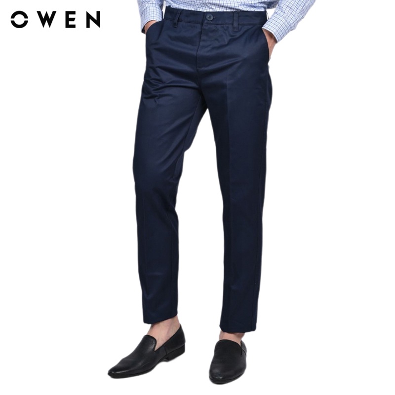 Quần khaki nam Owen Cotton Slim Fit Xanh navy - QKSL22230