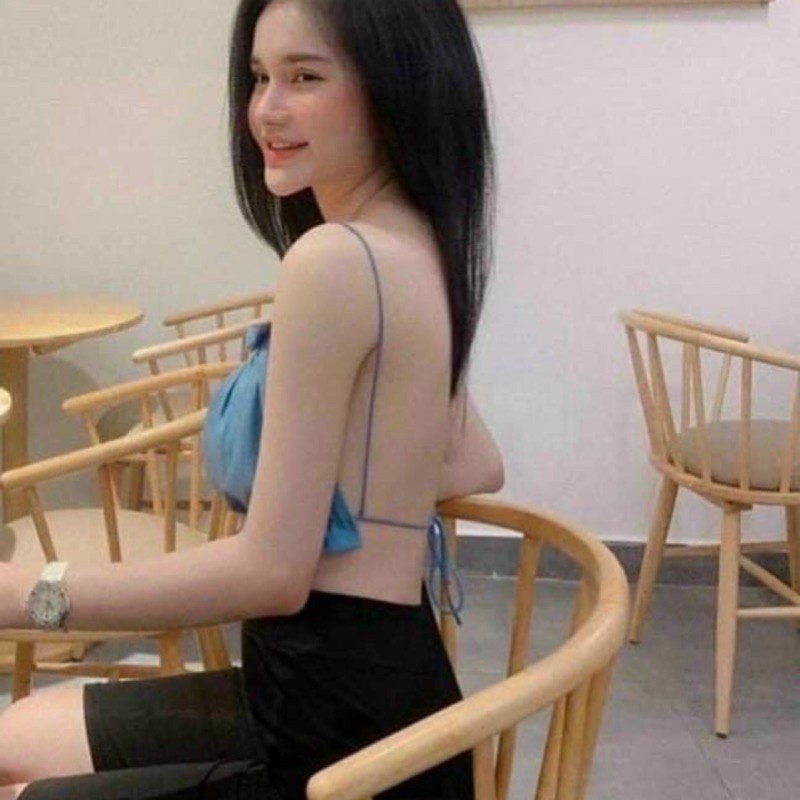 áo yếm hở lưng dây bún có mút vải voan dày mịn xịn xò 2021