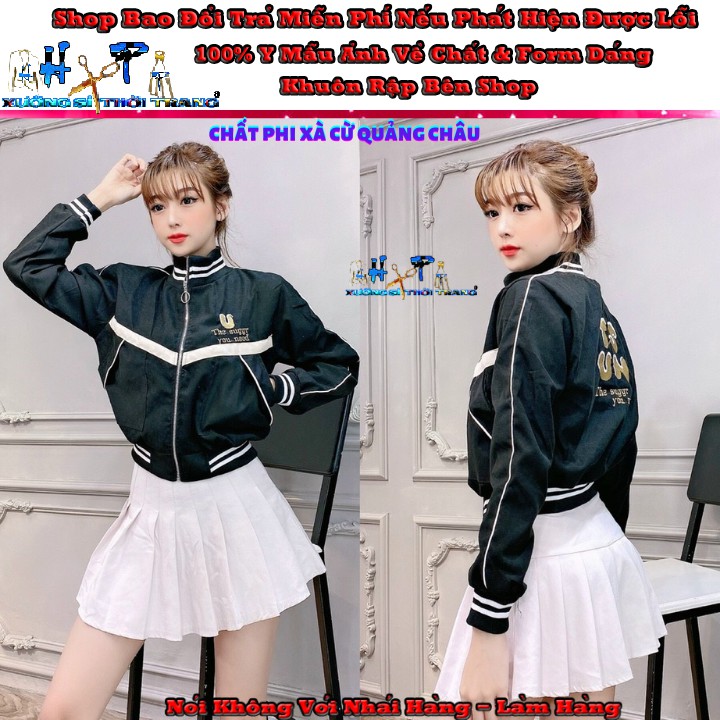 Áo khoác bomber nữ cổ cao nhung lụa quảng châu cao cấp mẫu mới thời trang 2020 | BigBuy360 - bigbuy360.vn