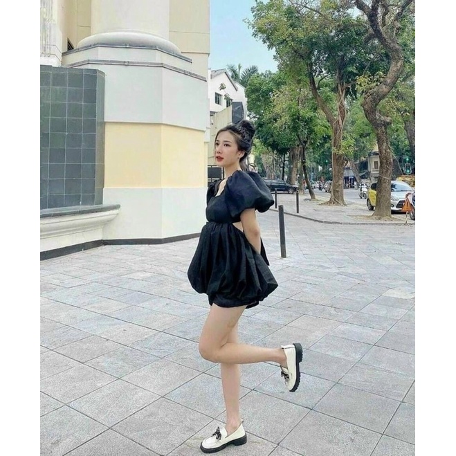 ♾ SET ÁO PEPLUM ĐEN NƠ LƯNG + QUẦN SHORT ♾
