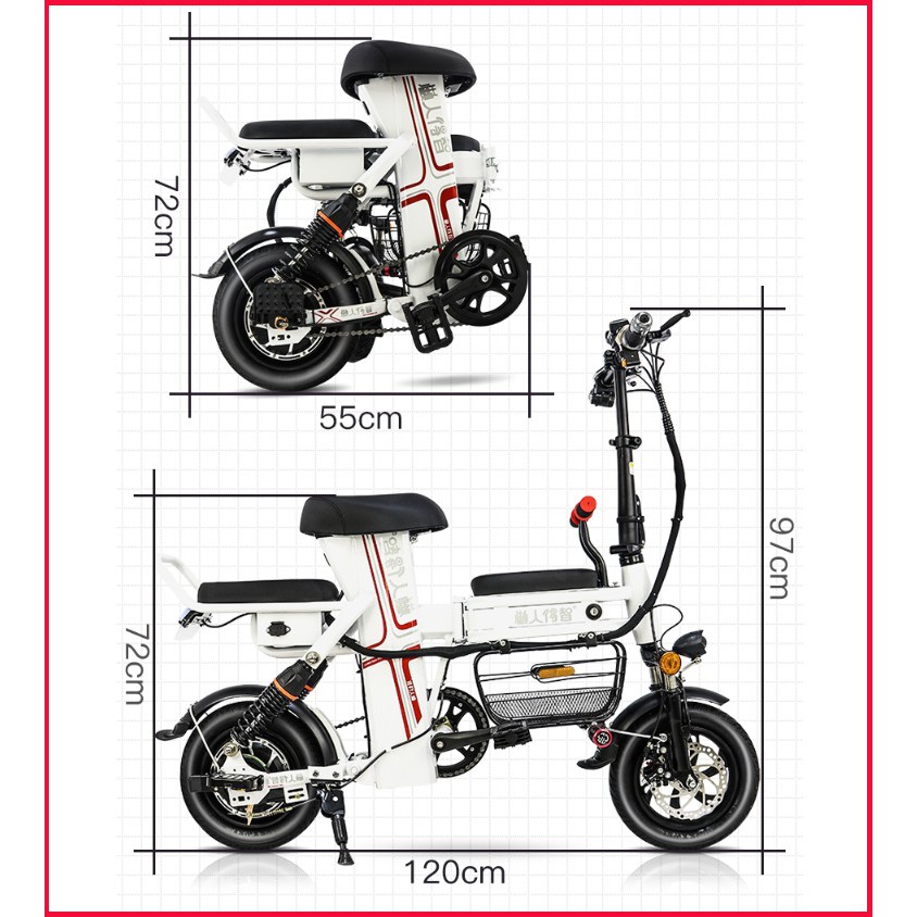 Xe đạp điện gấp gọn | Xe đạp điện đa năng Adman - Theli A2 | Pin 48v - 8A-20A | Quảng đường đi lên tới 70km
