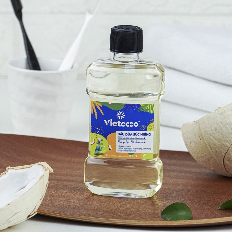 DẦU DỪA XÚC MIỆNG - HƯƠNG BẠC HÀ THƠM MÁT - VIETCOCO 225ML