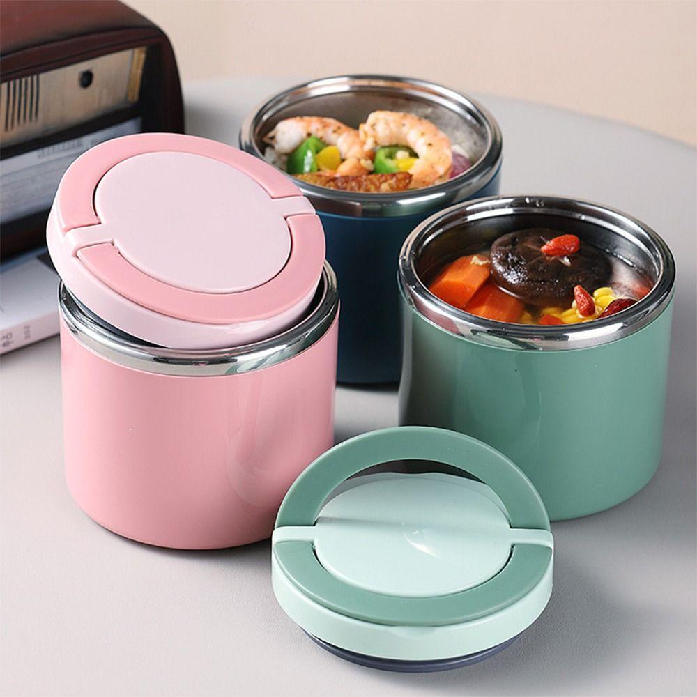 Hộp Đựng Cơm Trưa Bằng Nhựa Và Thép Không Gỉ Tiện Dụng Cho Học Sinh / Nhân Viên Văn Phòng