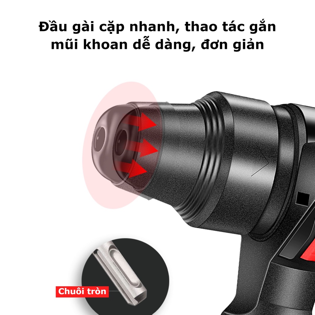 Máy khoan bê tông, khoan đục bê tông 2-26 dùng pin 3 chức năng