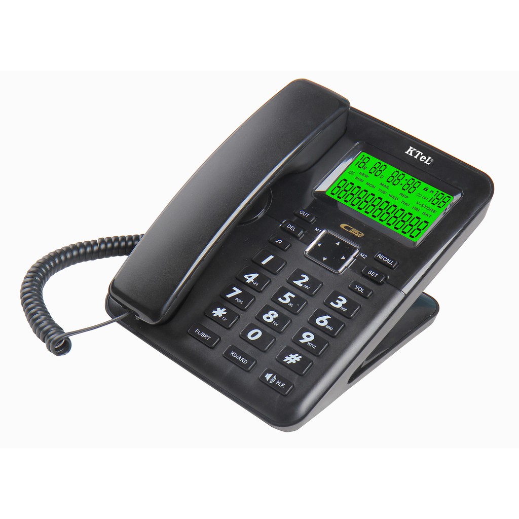 điện thoại văn phòng, điện thoại khách sạn, gia đình, loại có dây để bàn, có màn hình hiện số gọi tới. KTeL 655