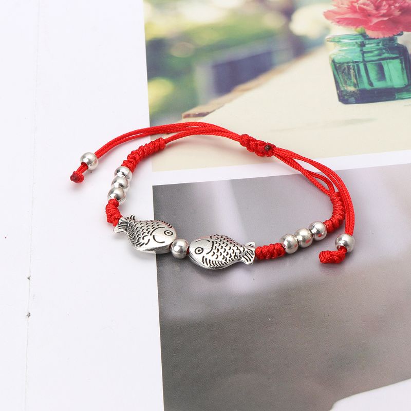 Flgo Vòng Đeo Tay Hai Lớp Hình Cá Phong Cách Dân Tộc Cho Nữ