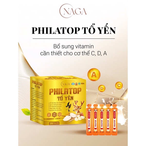 Philatop Tổ Yến Hỗ Trợ Bồi Bổ Sức Khỏe , Ăn Ngon Tiêu Hoá Khoẻ ( 20Ống X10Ml)