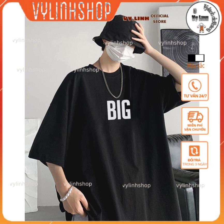 Áo phông nam nữ tay lỡ form rộng BIF cotton mát 2022T3437 đen trắng size XS-XXL