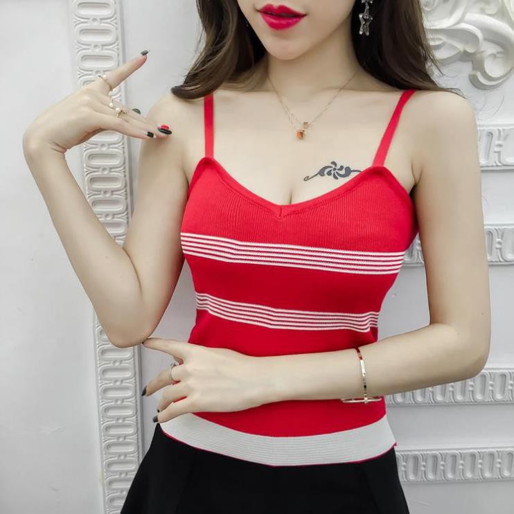 Hot!! Áo thun len dệt kim kẻ sọc 2 dây- hàng quảng châu