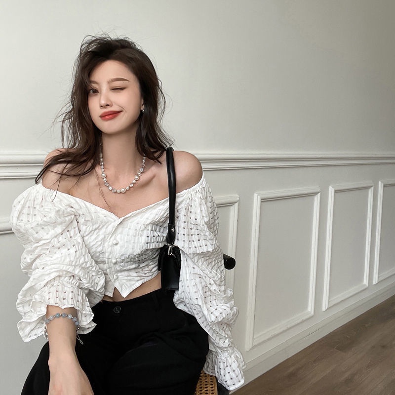 Áo kiểu COZOKC dài tay cổ chữ V thời trang