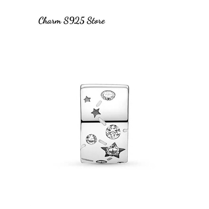 charm pan khoá chặn đính đá ngôi sao bạc s925 cao cấp