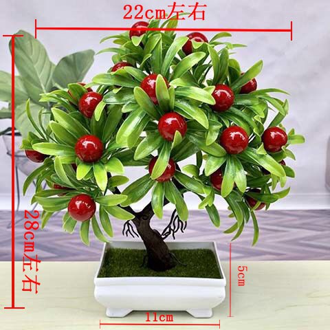 Chậu cây bonsai giả có quả VI040 (nhiều loại quả để chon, kèm chậu), cây hoa giả trang trí