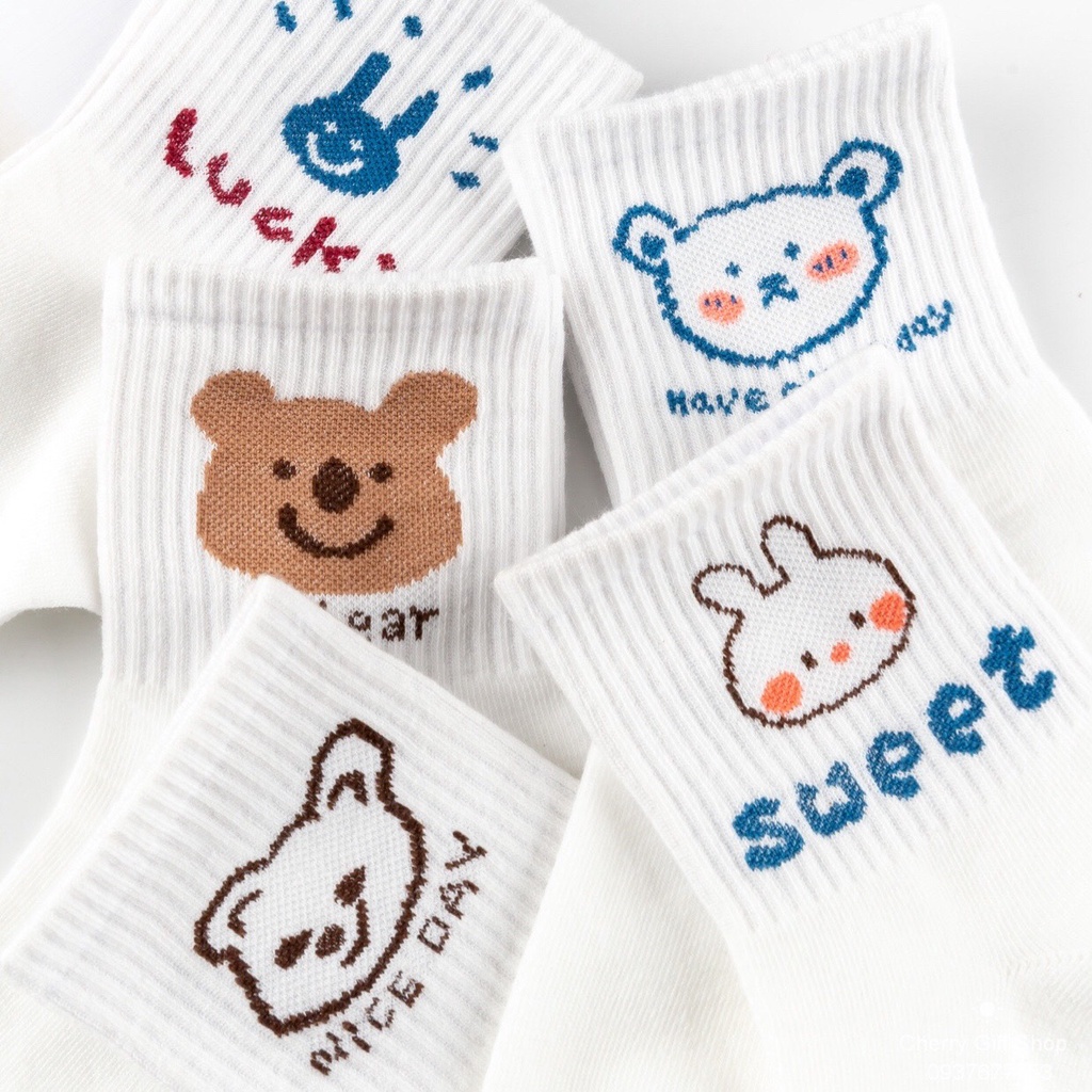 Tất Vớ Cotton Thời Trang Nữ Cổ Cao Và Hoạt Hình Siêu Đáng Yêu