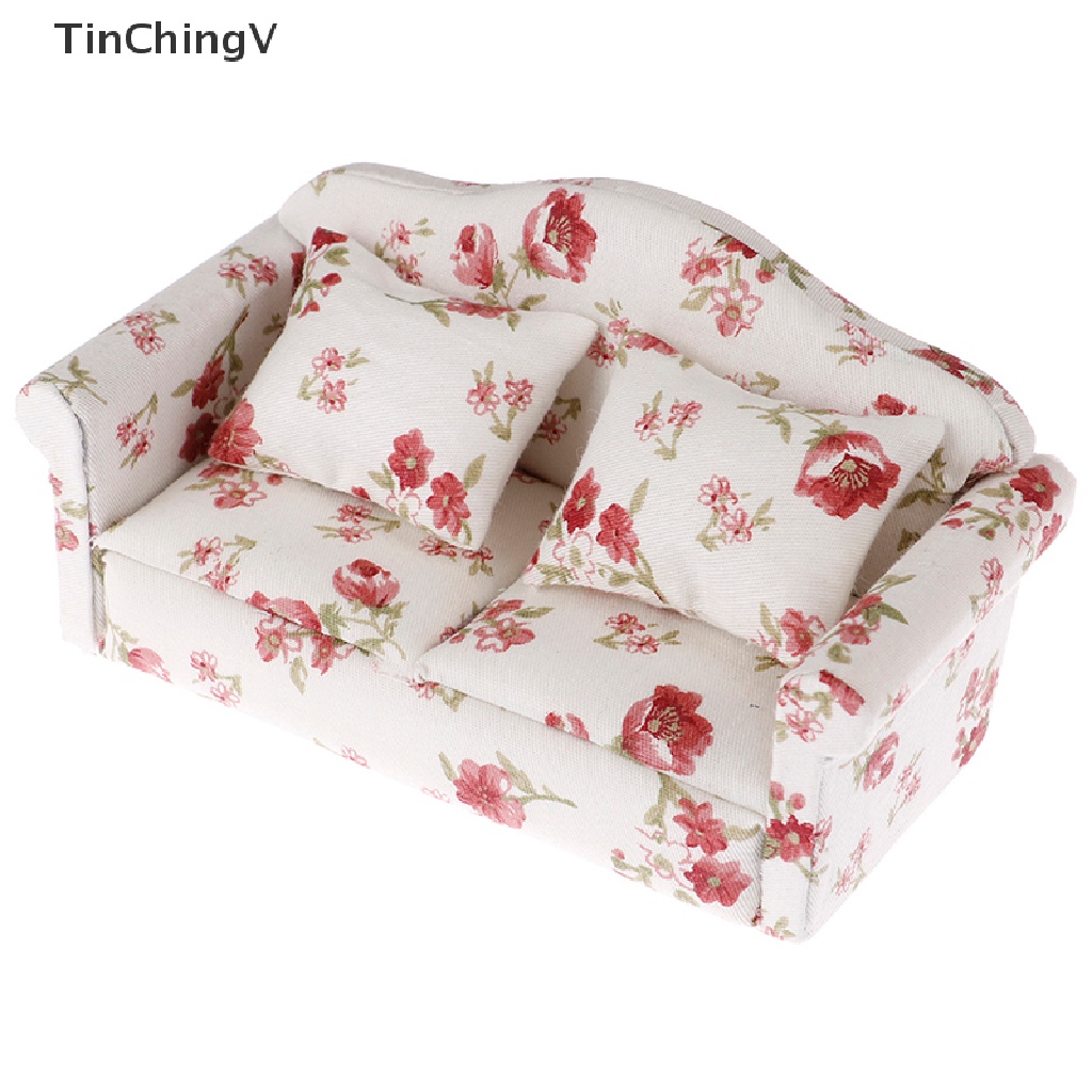 Mô Hình Ghế Sofa Đôi Vintage Trang Trí Nhà Búp Bê Tỉ Lệ 1: 12