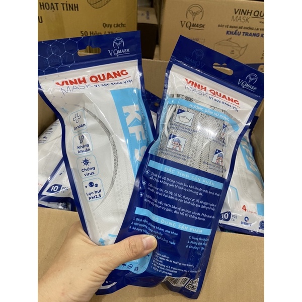 Thùng 300 cái khẩu trang KF94 -4D Vinh Quang mask  màu xám