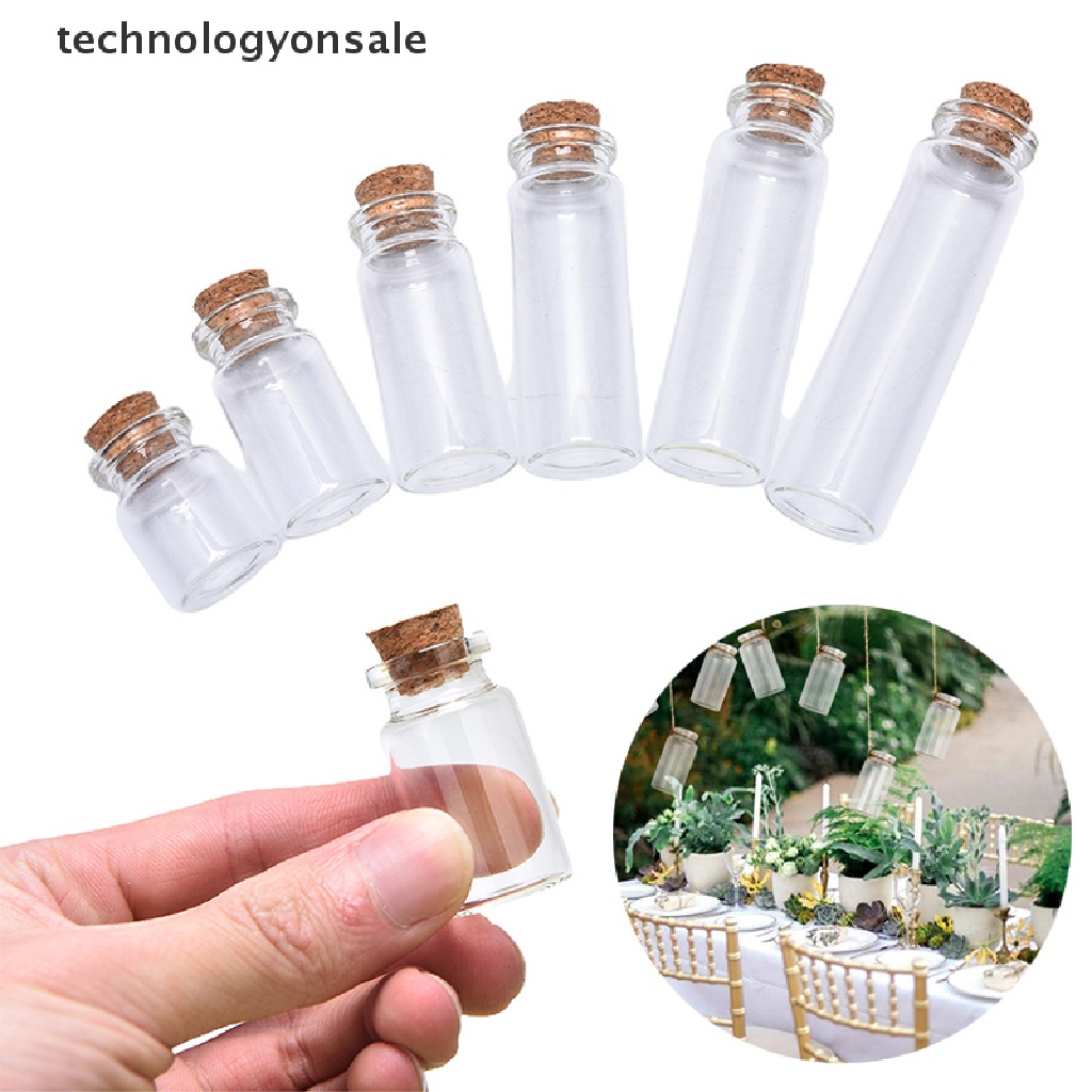 Set 10 Lọ Thủy Tinh Mini Có Nút Bần Trong Suốt Trang Trí Đám Cưới
