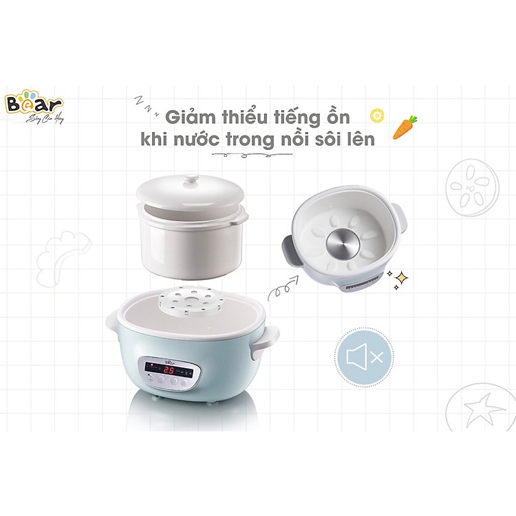 [Miễn phí ship] Nồi Nấu Chậm BEAR SUBE003 2.5L Phiên Bản Quốc Tế