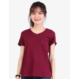 Áo Thun Nữ Cao Cấp Cổ Tim - Đỏ Đô