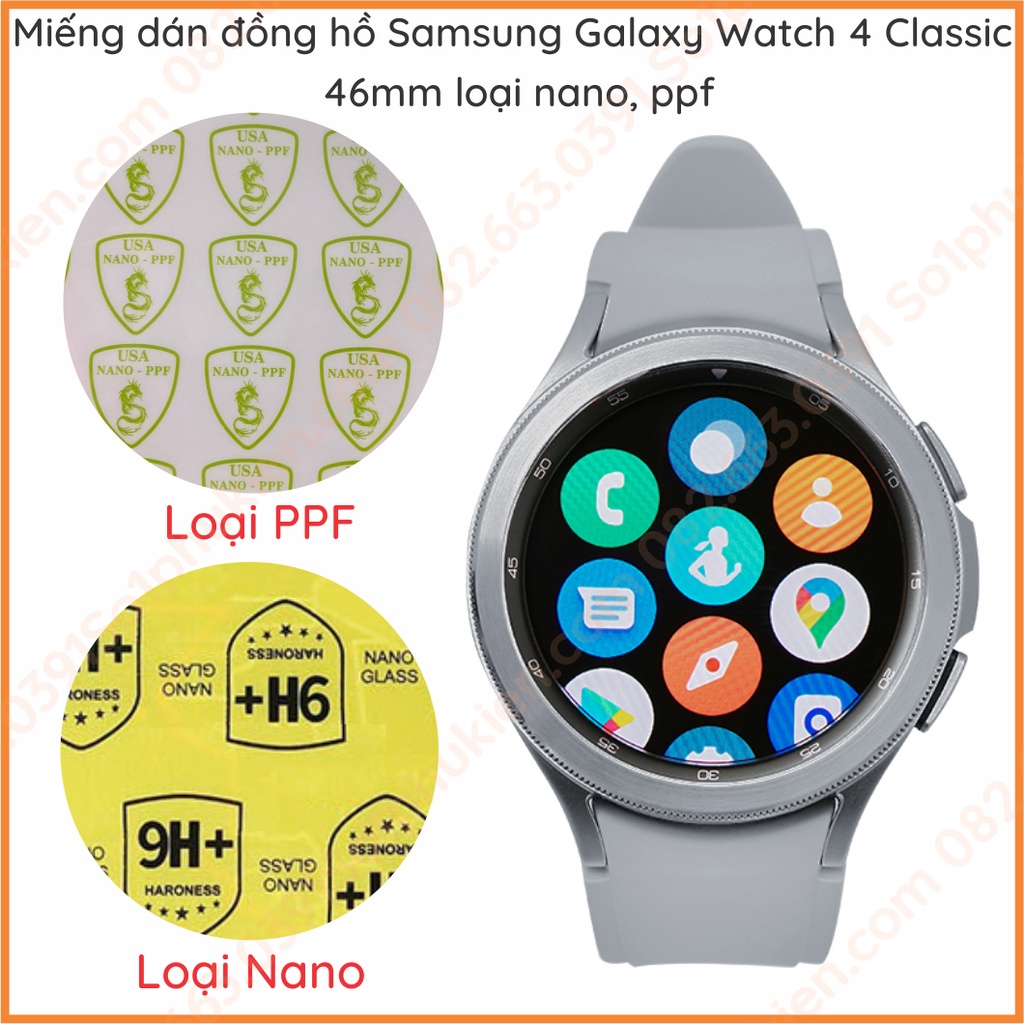 Dán màn hình đồng hồ Samsung Galaxy Watch 4 Classic 46mm loại cường lực nano , ppf chống trầy