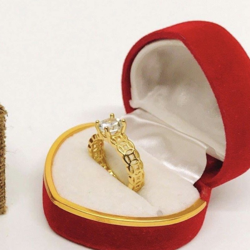 Nhẫn nữ GADO kim tiền vàng đính đá màu cao sang trọng mang lại tài lộc thịnh phát N119