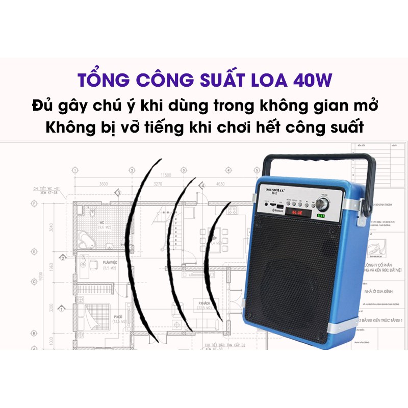 Loa Karaoke Soundmax M2 Bluetooth - Loa kéo di động (Hàng chính hãng)