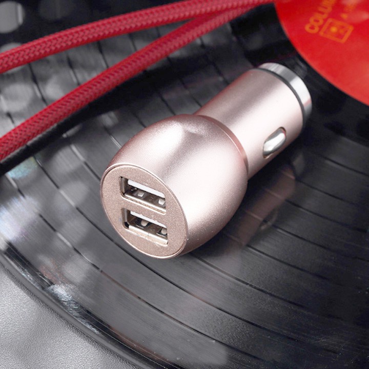 Tẩu Sạc Điện Thoại 2 Cổng USB Cao Cấp Vỏ Kim Loại M1