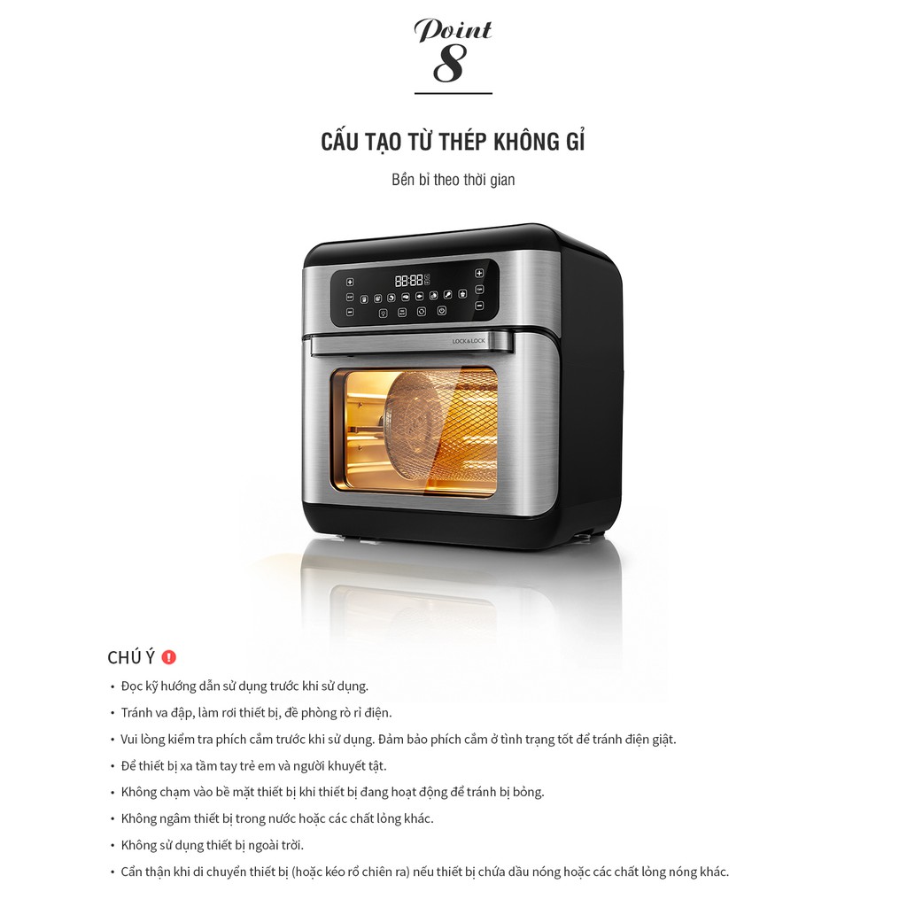 Lò nướng chân không điện tử Lock&amp;Lock All-in-one Air Fryer Oven 10L Màu đen - EJF291BLK