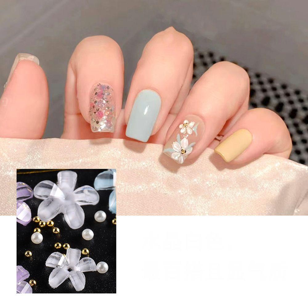 OCEANMAP Hạt Kim Loại Hình Hoa Đính Móng Tay Trang Trí Thời Trang DIY