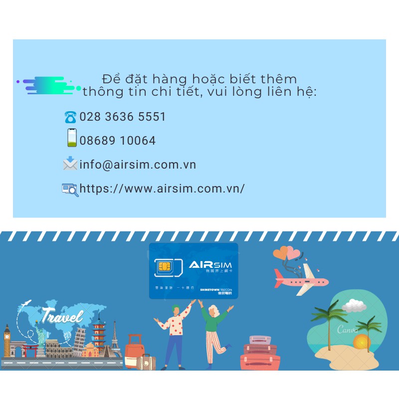 AIRSIM  - 130 NƯỚC VỚI 1 SIM - TÁI SỬ DỤNG