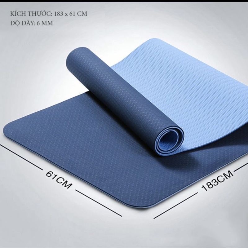 Thảm tập YoGa-thảm tập GYM 6mm chống trượt tập thể dục 2 lớp không trơn trượt