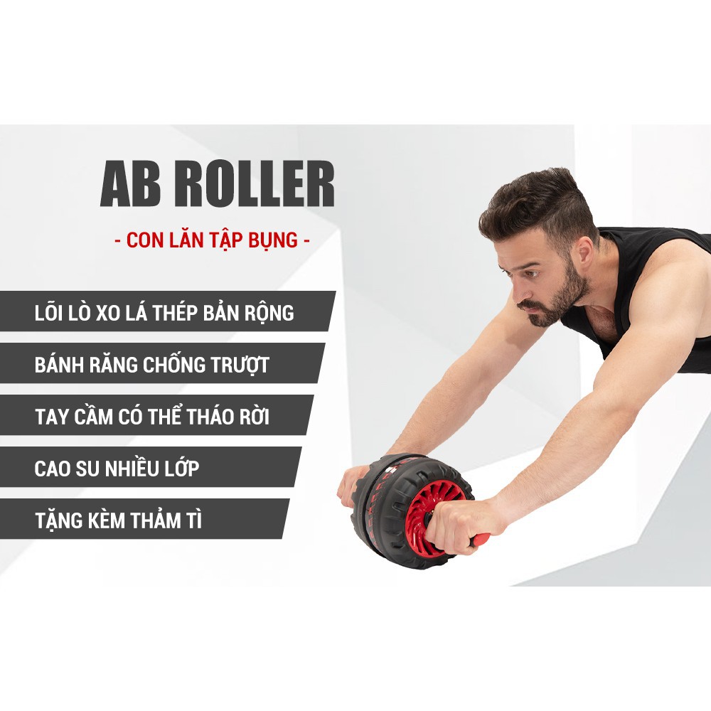 [ CHÍNH HÃNG ] - Con lăn tập bụng AB Roller có lò xo trợ lực GoodFit GF600AB