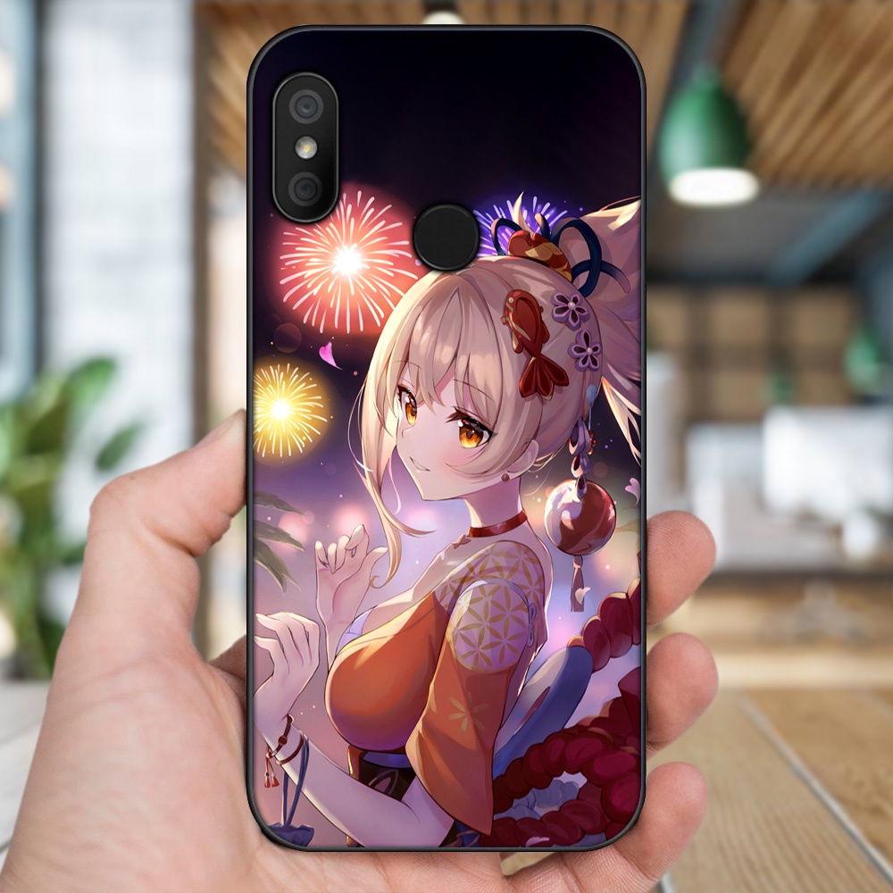 Ốp lưng Xiaomi Redmi 6 Pro, Mi A2 Lite viền đen in hình Yoimiya Genshin Impact