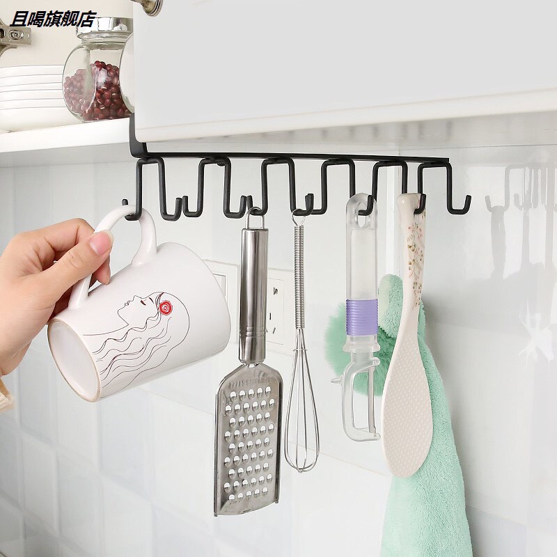 Giá 12 móc treo đồ đa năng,gắn cài kẹp dưới tủ bếp quần áo, kệ bàn, để cốc ly dụng cụ bằng sắt tiện lợi_MC888