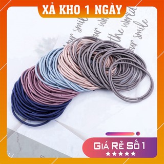 Dây thun buộc tóc 💕FREESHIP💕 Set 100 dây chun buộc tóc nữ giá sỉ, dây thun buộc tóc sắc màu kèm túi zip
