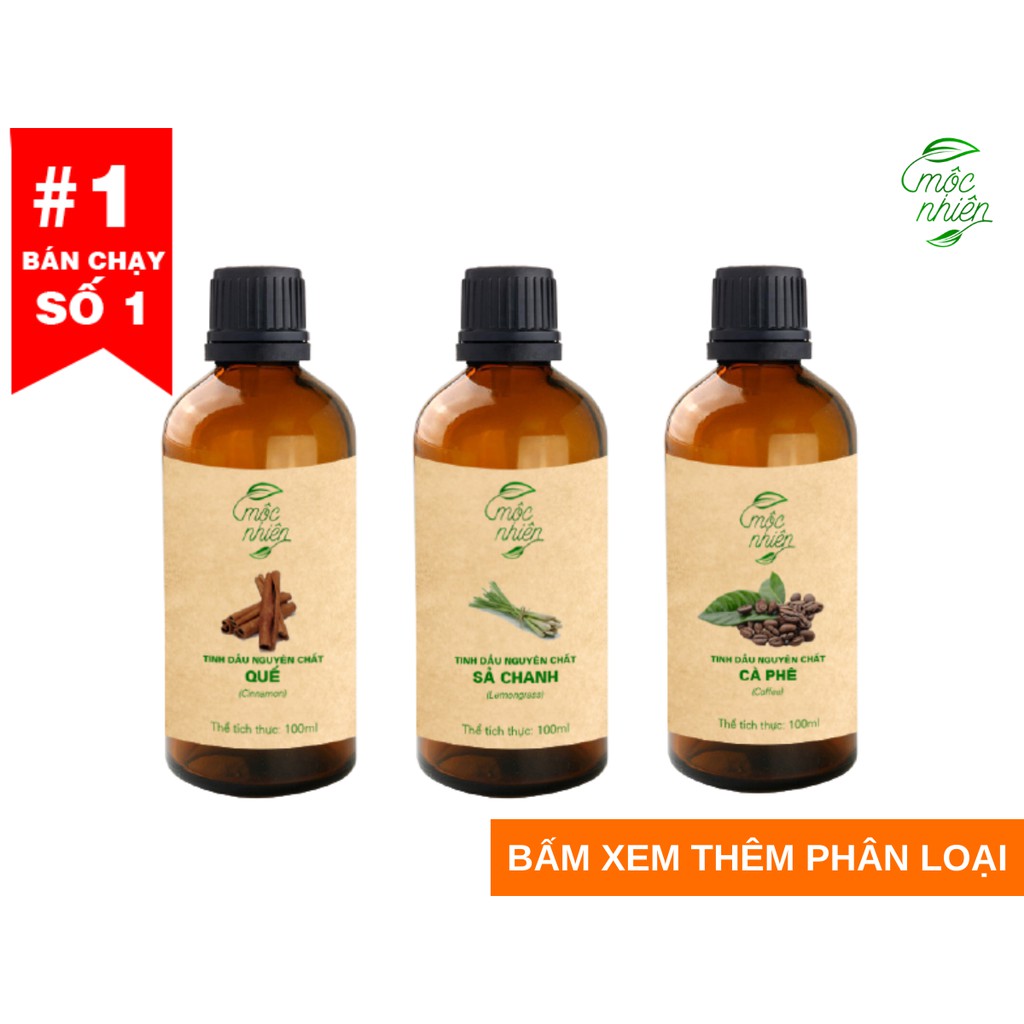 Tinh dầu Mộc Nhiên nguyên chất có kiểm định 100ml: Bạc hà, Hoa Hồng, Sả chanh, Tràm gió