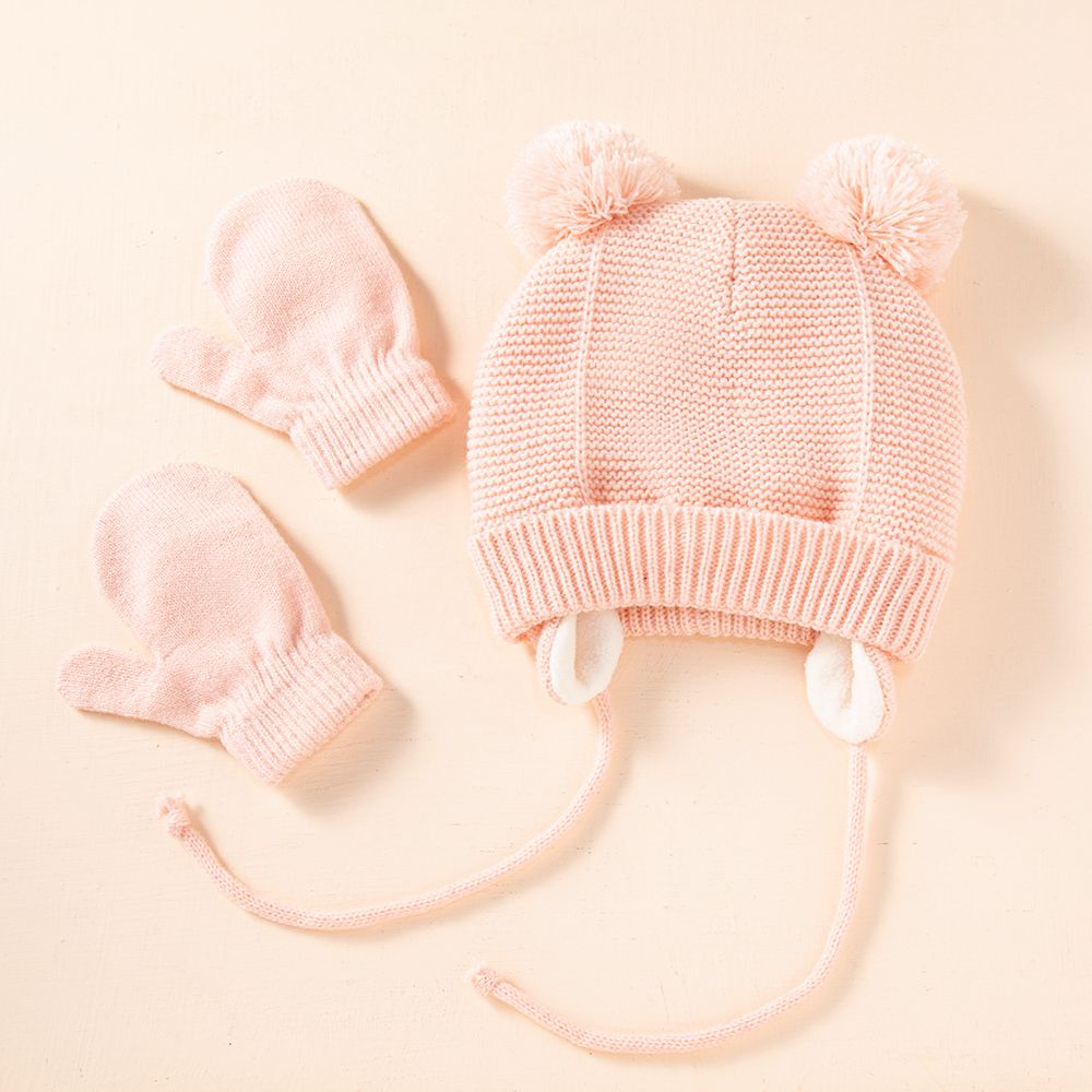Set Mũ beanie Trùm Đầu Găng Tay Giữ Ấm Mùa Đông Dành Cho Bé 1-4 Tuổi