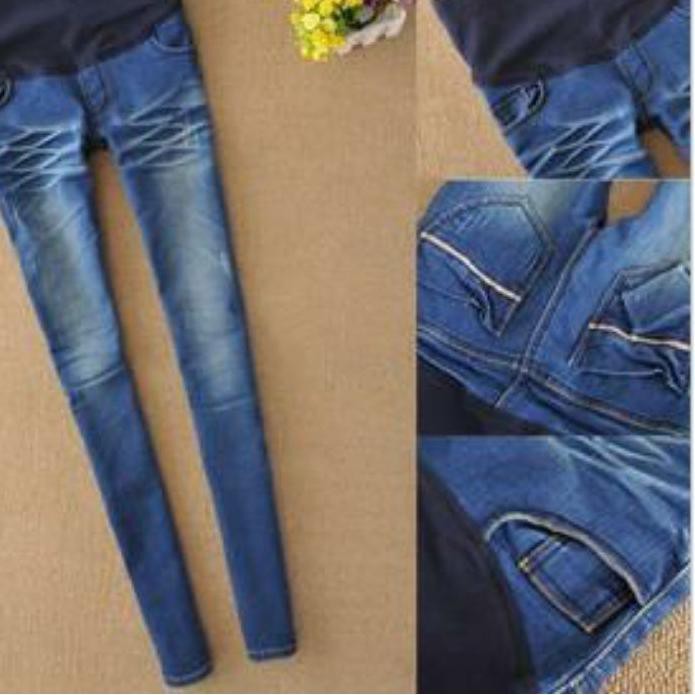 (giảm Mạnh) Quần Jeans Nữ Cho Bà Bầu