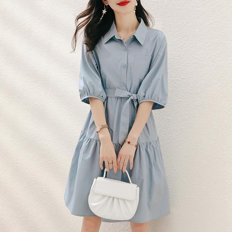 This Year Popular Dress2021New Spring Elegant Dress Blouse Dress Fitted Waist Figure Flattering Shirt Skirt