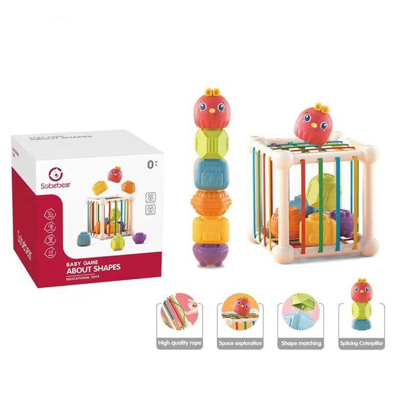 Đồ chơi giáo dục thả khối, lắp ghép dây chun theo phương pháp MONTESSORI mẫu chim đỏ