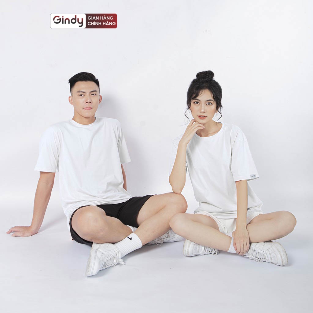 Áo phông thun trơn nam nữ chất cotton GINDY tay lỡ nhiều màu form rộng basic phong cách thời trang unisex A038