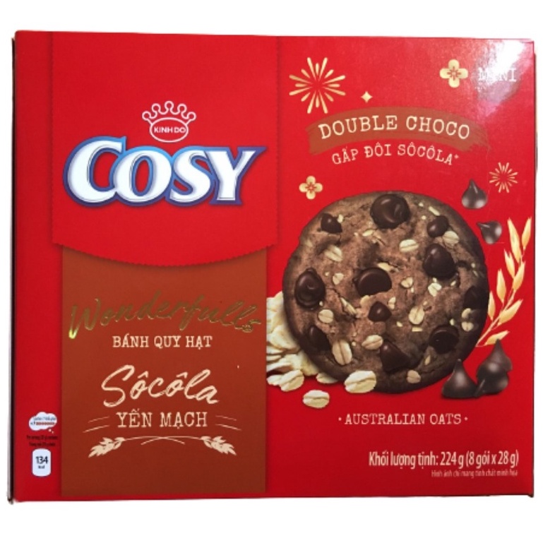 Bánh Quy Cosy Hạt Socola Yến Mạch Hộp Giấy 224gr