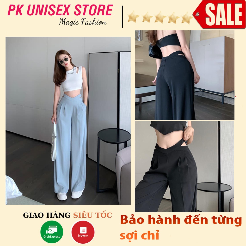 Quần ống rộng nữ cạp V, Quần ống suông nữ chất tuyết mềm cá tính,nữ tính | BigBuy360 - bigbuy360.vn