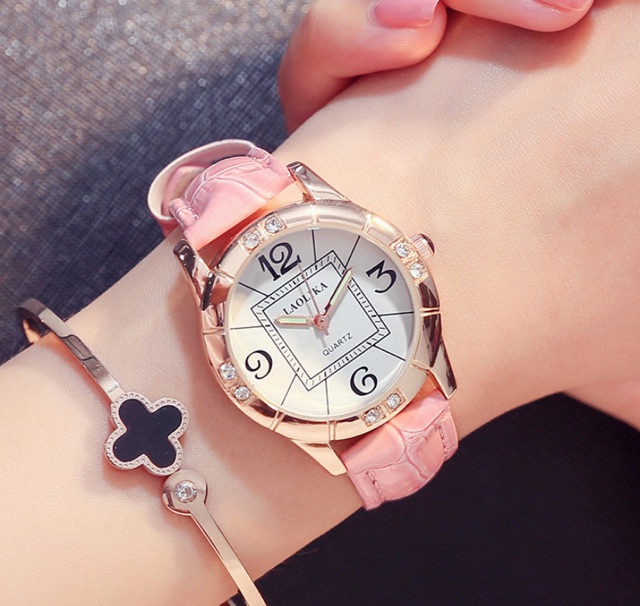 Đồng hồ nữ Laolika n1 dây da mặt đính đá sang chảnh | BigBuy360 - bigbuy360.vn