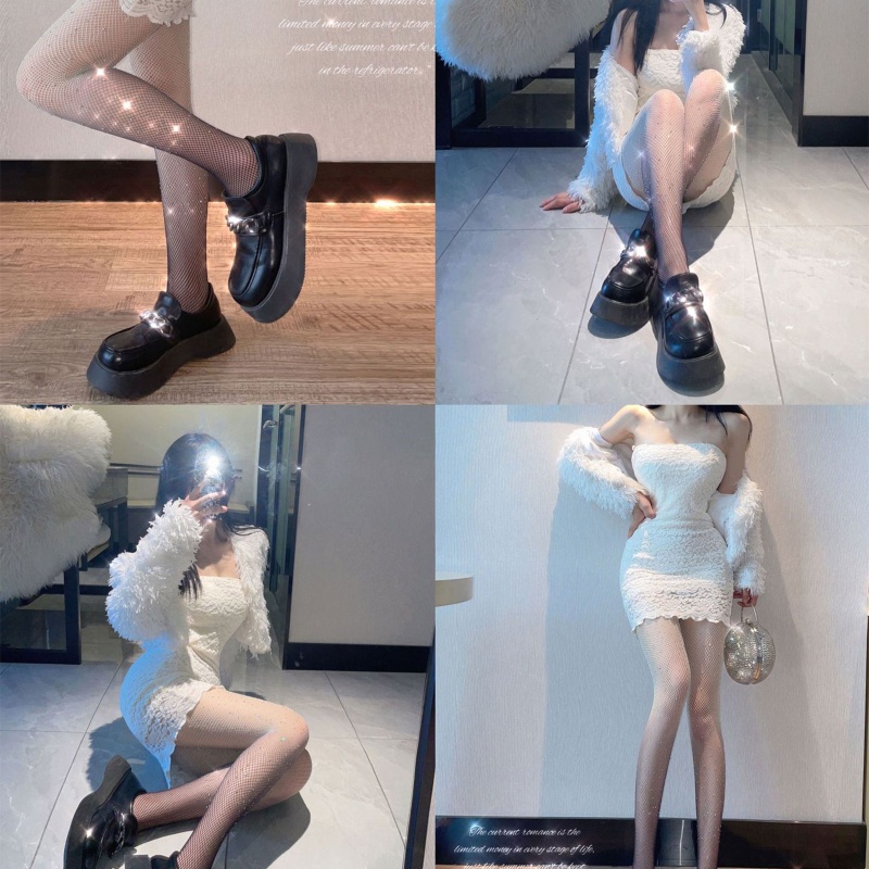 Brroa Quần Tất Lưới Màu Gradient Gợi Cảm Cho Nữ