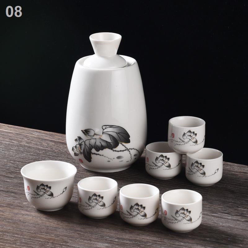 Bình rượu nóng ấm bộ tách gốm vàng hơn trắng ly