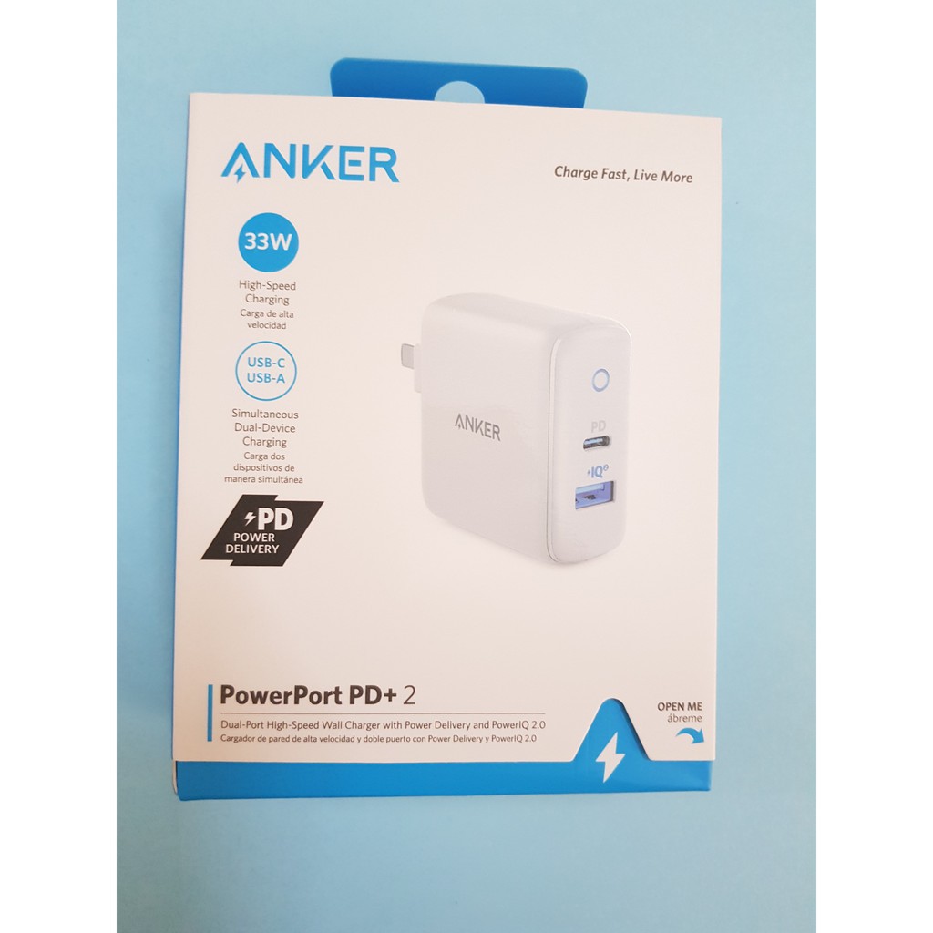 Cốc Sạc ANKER  PD 33W PowerPort II USB - C  ( 1 PD 18W Và 1 IQ 2.0 15W) - A2626 - Mới Nhất 2019