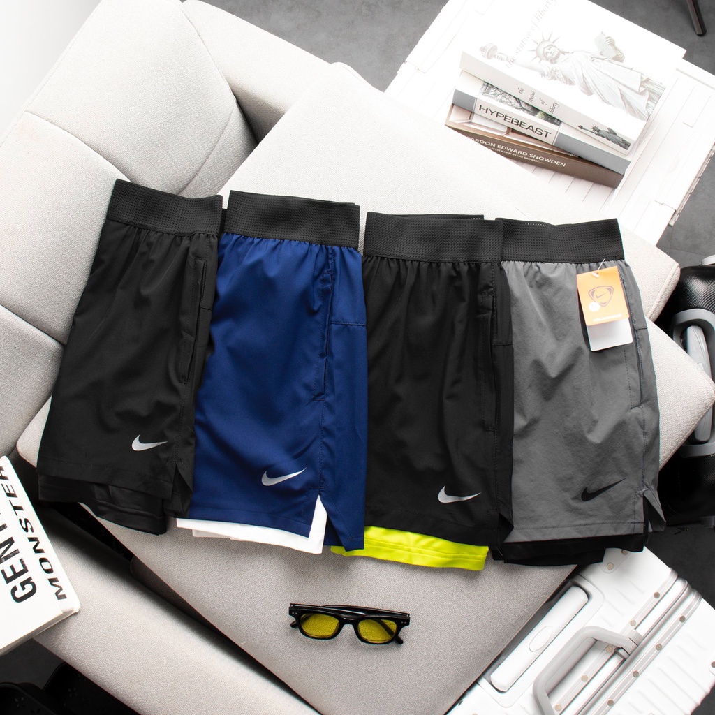 Quần đùi short thể thao nam 2 lớp chạy bộ, tập gym chất vải mịn mát thấm hút mồ hôi hàng vnxk YOLO