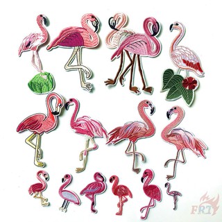 ☸ động vật - miếng vá hồng hạc ☸ 1 sticker ủi thêu hình chim hồng hạc